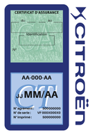 Porte Vignette Assurance Pare Brise Voiture Pour Citroën DS | Double Étui Pochette Adhésive Autocollant Sticker Bleu