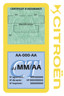 Porte Vignette Assurance Pare Brise Voiture Pour Citroën DS | Double Étui Pochette Adhésive Autocollant Sticker Jaune