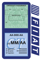 Porte Vignette Assurance Pare Brise Voiture Pour Fiat Logo Vintage | Double Étui Pochette Adhésive Autocollant Sticker Bleu