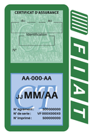 Porte Vignette Assurance Pare Brise Voiture Pour Fiat Logo Vintage | Double Étui Pochette Adhésive Autocollant Sticker Vert