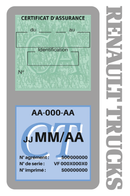 Porte Vignette Assurance Pare Brise Voiture Pour Renault Trucks | Double Étui Pochette Adhésive Autocollant Sticker Gris