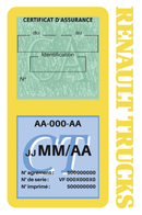Porte Vignette Assurance Pare Brise Voiture Pour Renault Trucks | Double Étui Pochette Adhésive Autocollant Sticker Jaune