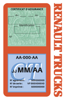 Porte Vignette Assurance Pare Brise Voiture Pour Renault Trucks | Double Étui Pochette Adhésive Autocollant Sticker Orange