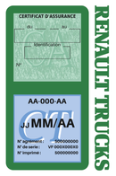 Porte Vignette Assurance Pare Brise Voiture Pour Renault Trucks | Double Étui Pochette Adhésive Autocollant Sticker Vert