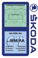 Porte Vignette Assurance Pare Brise Voiture Pour Skoda | Double Étui Pochette Adhésive Autocollant Sticker Bleu