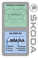 Porte Vignette Assurance Pare Brise Voiture Pour Skoda | Double Étui Pochette Adhésive Autocollant Sticker Gris