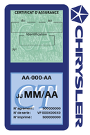 Porte Vignette Assurance Pare Brise Voiture Pour Chrysler | Double Étui Pochette Adhésive Autocollant Sticker Bleu