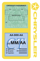 Porte Vignette Assurance Pare Brise Voiture Pour Chrysler | Double Étui Pochette Adhésive Autocollant Sticker Jaune