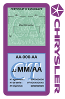 Porte Vignette Assurance Pare Brise Voiture Pour Chrysler | Double Étui Pochette Adhésive Autocollant Sticker Mauve
