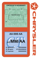 Porte Vignette Assurance Pare Brise Voiture Pour Chrysler | Double Étui Pochette Adhésive Autocollant Sticker Orange