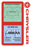 Porte Vignette Assurance Pare Brise Voiture Pour Chrysler | Double Étui Pochette Adhésive Autocollant Sticker Rouge