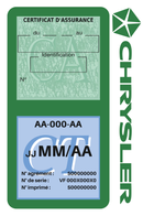 Porte Vignette Assurance Pare Brise Voiture Pour Chrysler | Double Étui Pochette Adhésive Autocollant Sticker Vert