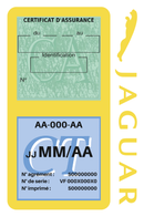 Porte Vignette Assurance Pare Brise Voiture Pour Jaguar | Double Étui Pochette Adhésive Autocollant Sticker Jaune