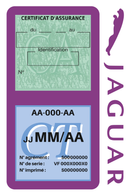 Porte Vignette Assurance Pare Brise Voiture Pour Jaguar | Double Étui Pochette Adhésive Autocollant Sticker Mauve