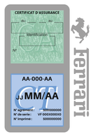 Porte Vignette Assurance Pare Brise Voiture Pour Ferrari | Double Étui Pochette Adhésive Autocollant Sticker Gris