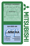 Porte Vignette Assurance Pare Brise Voiture Pour Mitsubishi | Double Étui Pochette Adhésive Autocollant Sticker Vert