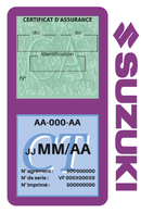 Porte Vignette Assurance Pare Brise Voiture Pour Suzuki | Double Étui Pochette Adhésive Autocollant Sticker Mauve