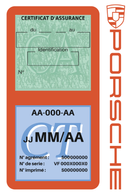 Porte Vignette Assurance Pare Brise Voiture Pour Porsche | Double Étui Pochette Adhésive Autocollant Sticker Orange