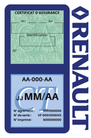 Porte Vignette Assurance Pare Brise Voiture Pour Renault Ancien Logo | Double Étui Pochette Adhésive Autocollant Sticker Bleu