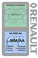 Porte Vignette Assurance Pare Brise Voiture Pour Renault Ancien Logo | Double Étui Pochette Adhésive Autocollant Sticker Gris