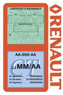 Porte Vignette Assurance Pare Brise Voiture Pour Renault Ancien Logo | Double Étui Pochette Adhésive Autocollant Sticker Orange