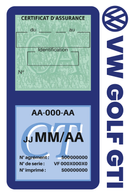 Porte Vignette Assurance Pare Brise Voiture Pour Golf GTI | Double Étui Pochette Adhésive Autocollant Sticker Bleu