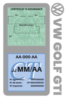 Porte Vignette Assurance Pare Brise Voiture Pour Golf GTI | Double Étui Pochette Adhésive Autocollant Sticker Gris