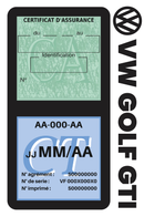 Porte Vignette Assurance Pare Brise Voiture Pour Golf GTI | Double Étui Pochette Adhésive Autocollant Sticker Noir