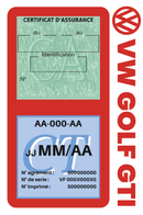 Porte Vignette Assurance Pare Brise Voiture Pour Golf GTI | Double Étui Pochette Adhésive Autocollant Sticker Rouge