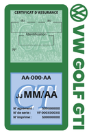Porte Vignette Assurance Pare Brise Voiture Pour Golf GTI | Double Étui Pochette Adhésive Autocollant Sticker Vert