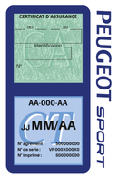 Porte Vignette Assurance Pare Brise Voiture Pour Peugeot Sport Vintage | Double Étui Pochette Adhésive Autocollant Sticker Bleu