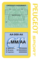 Porte Vignette Assurance Pare Brise Voiture Pour Peugeot Sport Vintage | Double Étui Pochette Adhésive Autocollant Sticker Jaune