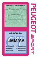 Porte Vignette Assurance Pare Brise Voiture Pour Peugeot Sport Vintage | Double Étui Pochette Adhésive Autocollant Sticker Rose