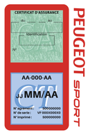 Porte Vignette Assurance Pare Brise Voiture Pour Peugeot Sport Vintage | Double Étui Pochette Adhésive Autocollant Sticker Rouge