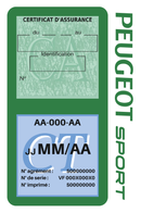 Porte Vignette Assurance Pare Brise Voiture Pour Peugeot Sport Vintage | Double Étui Pochette Adhésive Autocollant Sticker Vert
