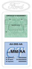 Porte Vignette Assurance Pare Brise Voiture Pour Ford Logo | Double Étui Pochette Adhésive Autocollant Sticker Blanc