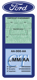 Porte Vignette Assurance Pare Brise Voiture Pour Ford Logo | Double Étui Pochette Adhésive Autocollant Sticker Bleu