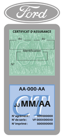 Porte Vignette Assurance Pare Brise Voiture Pour Ford Logo | Double Étui Pochette Adhésive Autocollant Sticker Gris
