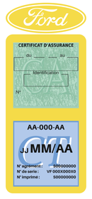 Porte Vignette Assurance Pare Brise Voiture Pour Ford Logo | Double Étui Pochette Adhésive Autocollant Sticker Jaune