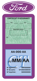 Porte Vignette Assurance Pare Brise Voiture Pour Ford Logo | Double Étui Pochette Adhésive Autocollant Sticker Mauve