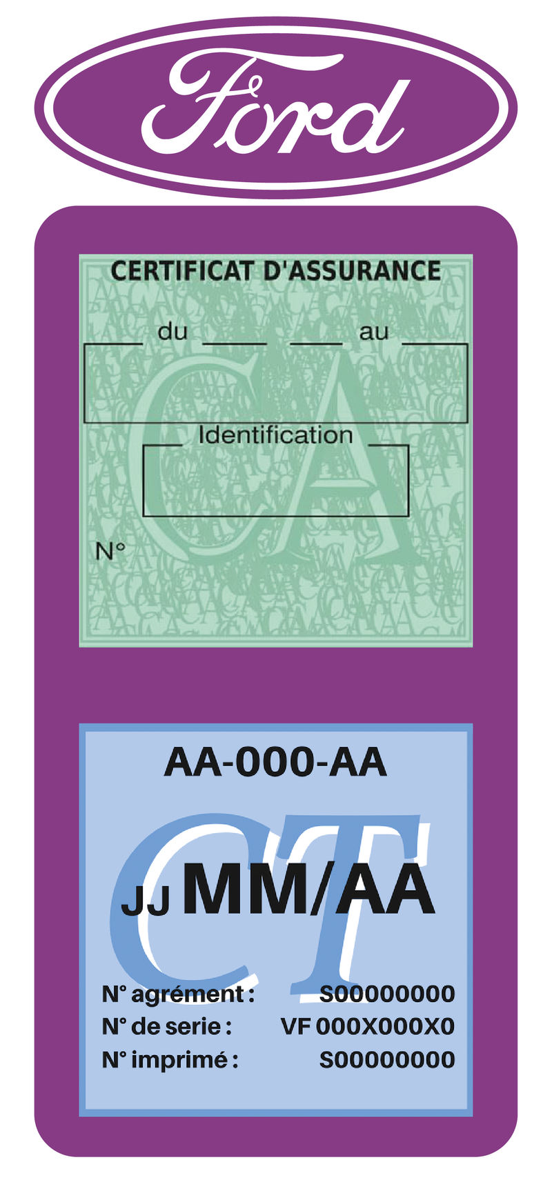 Porte-Cartes D'Immatriculation Et D'Assurance Voiture - Motif Galaxie Violet, Cuir PU - 5 Emplacements, Poches Transparentes - 1