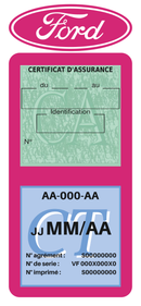 Porte Vignette Assurance Pare Brise Voiture Pour Ford Logo | Double Étui Pochette Adhésive Autocollant Sticker Rose