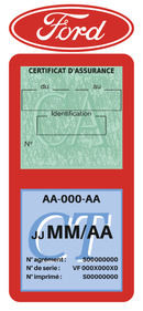 Porte Vignette Assurance Pare Brise Voiture Pour Ford Logo | Double Étui Pochette Adhésive Autocollant Sticker Rouge