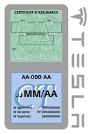Porte Vignette Assurance Pare Brise Voiture Pour Tesla | Double Étui Pochette Adhésive Autocollant Sticker Gris