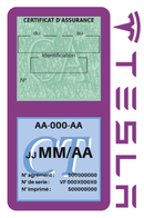 Porte Vignette Assurance Pare Brise Voiture Pour Tesla | Double Étui Pochette Adhésive Autocollant Sticker Mauve