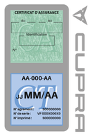 Porte Vignette Assurance Pare Brise Voiture Pour Cupra | Double Étui Pochette Adhésive Autocollant Sticker Gris