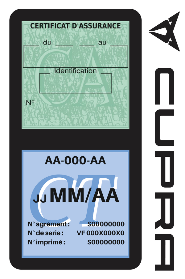 Porte Vignette Assurance Pare Brise Voiture Pour Cupra | Double Étui Pochette Adhésive Autocollant Sticker Noir