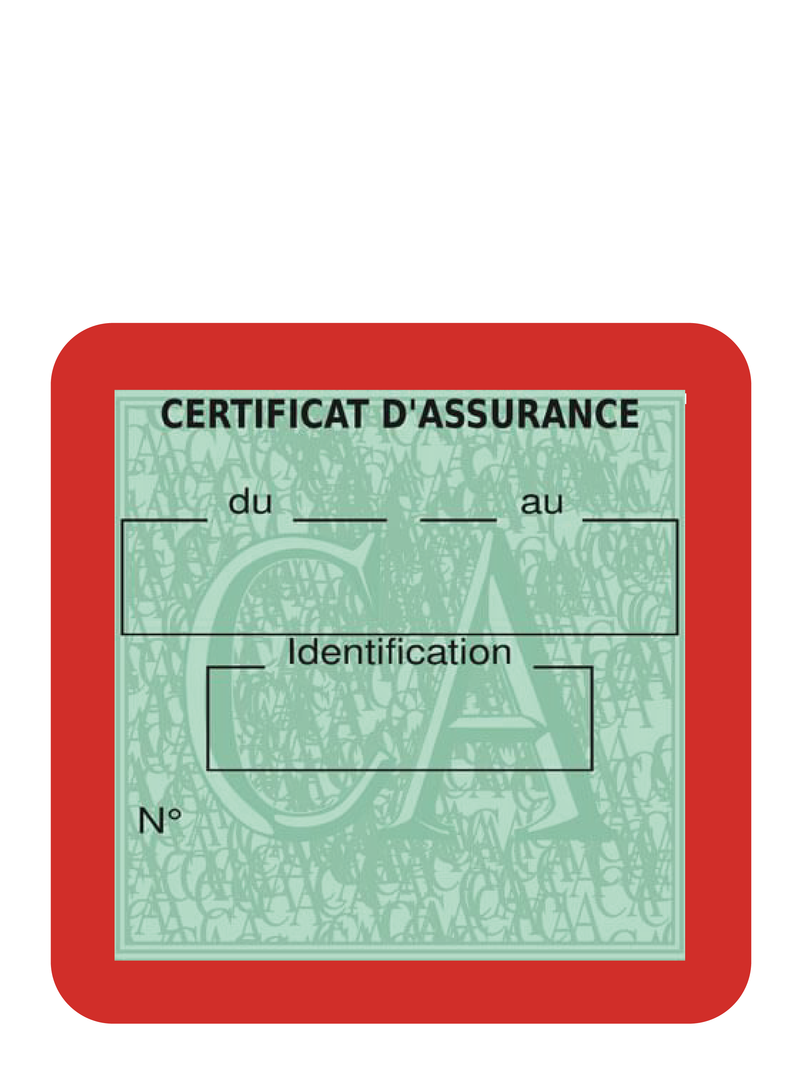 Porte Vignette Assurance Pare Brise Voiture Neutre | Étui Simple Pochette Adhésive Autocollant Sticker Rouge