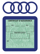 Porte Vignette Assurance Pare Brise Voiture Pour Audi | Étui Simple Pochette Adhésive Autocollant Sticker Bleu