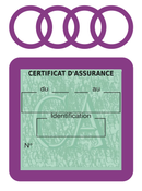 Porte Vignette Assurance Pare Brise Voiture Pour Audi | Étui Simple Pochette Adhésive Autocollant Sticker Mauve